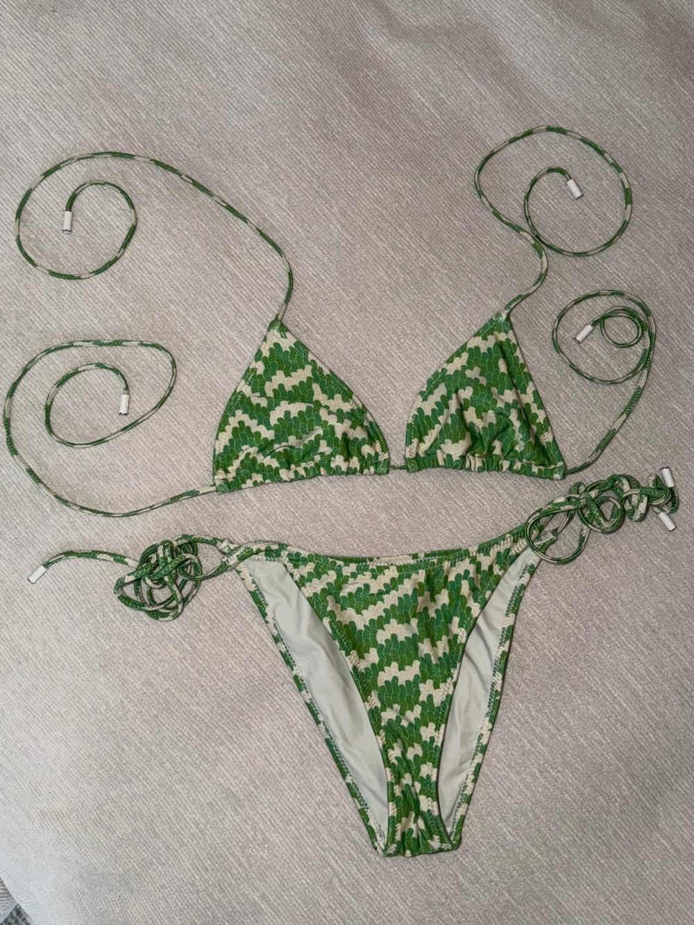 triangl swimwear Green Confetti Tie-Side Bikini Set Small triangle